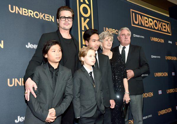 Actor Brad Pitt (C), (L-R) Pax Thien Jolie-Pitt, Shiloh Nouvel Jolie-Pitt, Maddox Jolie-Pitt, Jane Pitt, and William Pitt attend the premiere of Universal Studios' "Unbroken" (Alberto E. Rodriguez/Getty Images)
