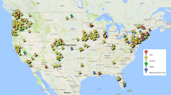 A map of U.S. sanctuary cities, (CIS.org)