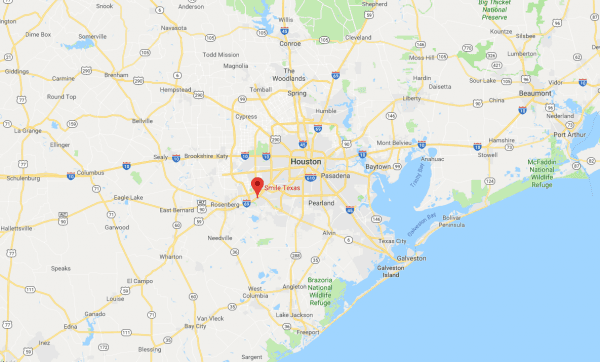A red marker shows the position of Smile Texas in the city of Houston (Screenshot/GoogleMaps)