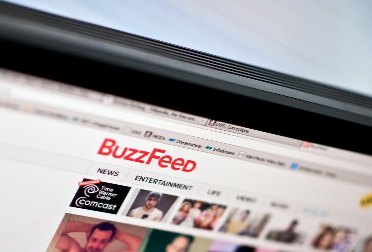 The logo of BuzzFeed is seen on its website on a computer screen in a file photograph (Nicholas Kamm/AFP/Getty Images)