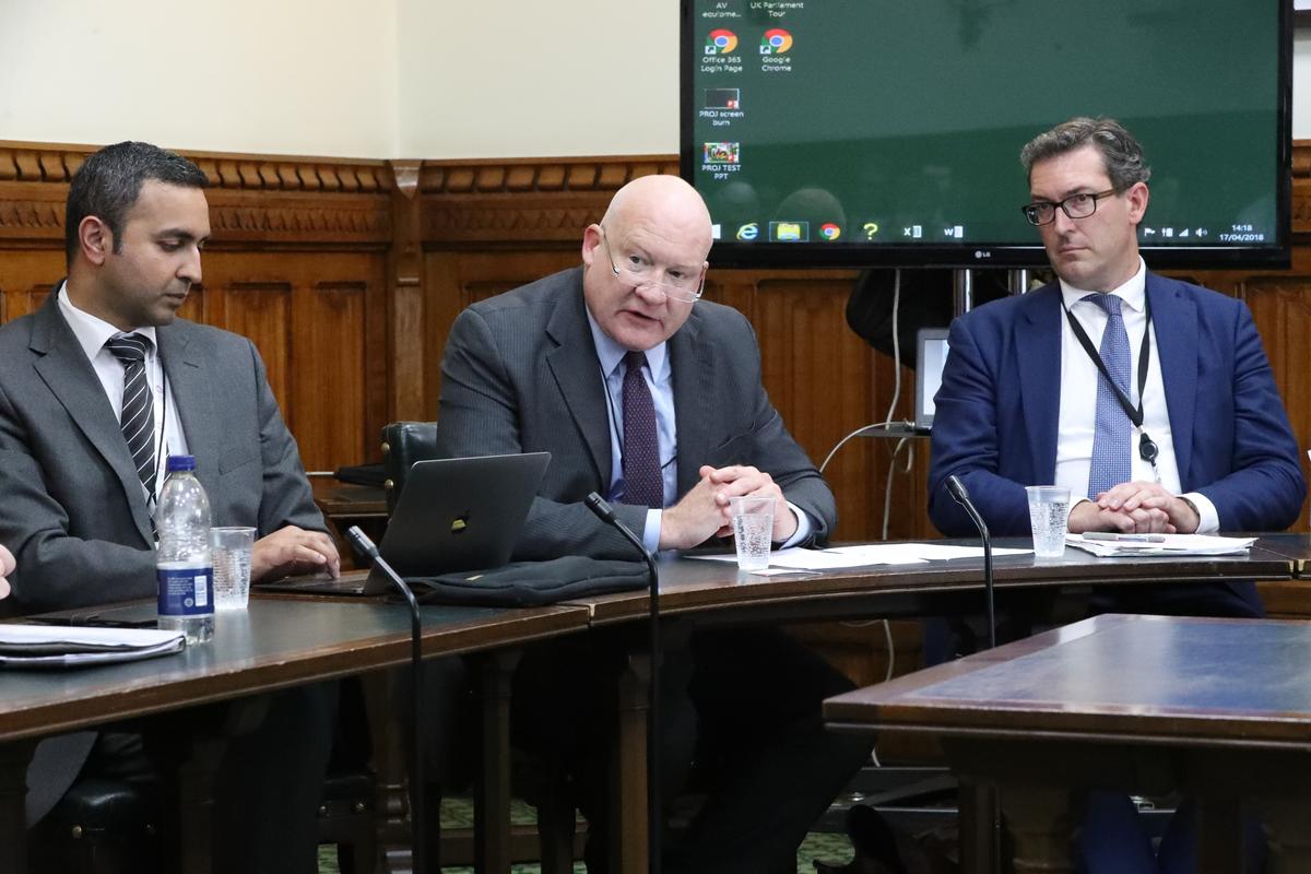 (L-R) Dr. Adnan Sharif, Consultant Nephrologist and Secretary for DAFOH, Nobel Peace Prize nominee Ethan Gutmann, and Benedict Rogers, Deputy Chairman of the Conservative Party Human Rights Commission. (Justin Palmer)