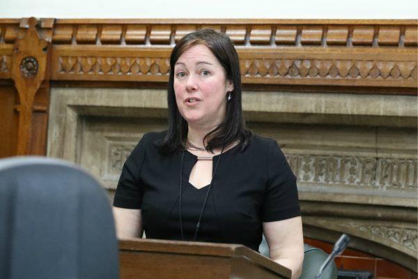 Becky James, co-founder of Bristol Against Forced Organ Harvesting, organised the briefing. (Justin Palmer)