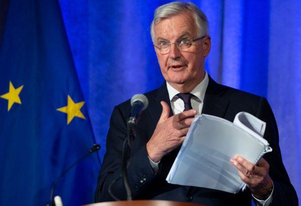 EU Chief Brexit Negotiator Michel Barnier speaks about the Brexit trade negotiations between the UK and EU at the U.S. Chamber of Commerce in Washington, on July 11, 2018. (Saul Loeb/AFP)