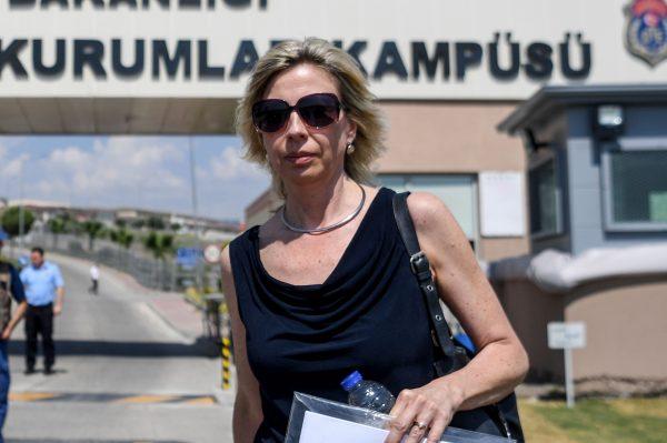 Norine Brunson, wife of US pastor Andrew Brunson who is detained in Turkey for over a year on terror charges, leaves after the trial of her husband, in Aliaga, north of Izmir, on July 18, 2018. (Ozan Kose/AFP/Getty Images)