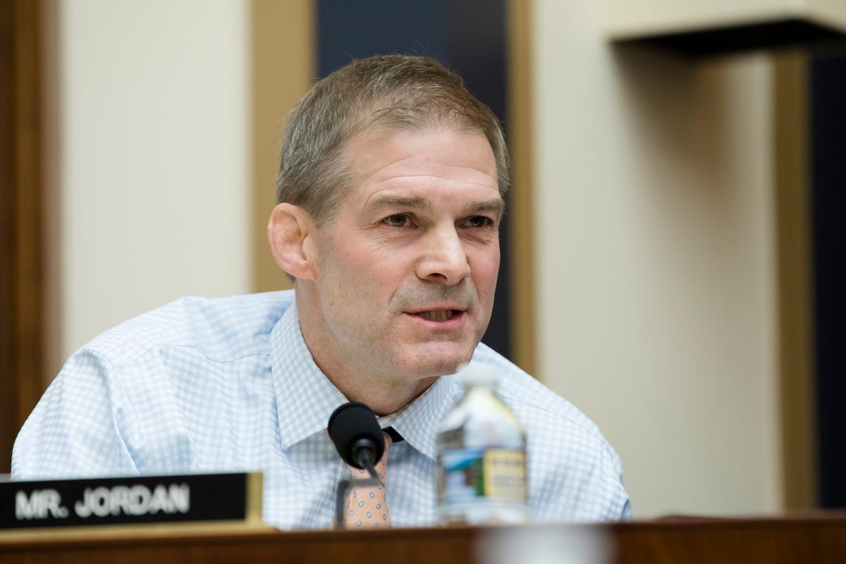 Rep. Jim Jordan (R-Ohio) at a hearing as Deputy Attorney General Rod Rosenstein testifies before the House Judiciary Committee about special counsel Robert Mueller's investigation of Russia's alleged 2016 election interference, on Dec. 13, 2017. (Samira Bouaou/The Epoch Times)