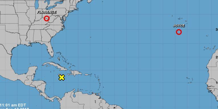 The U.S. National Hurricane Center’s Sept. 17 map for tropical disturbances. (NHC)