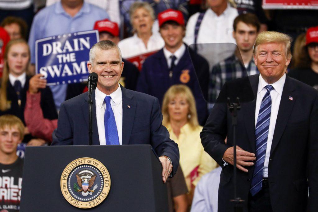 Republican Senate candidate for Montana Matt Rosendale speaks at President Donald Trump’s Make America Great Again rally in Billings, Mont. on Sept. 6, 2018. (Charlotte Cuthbertson/The Epoch Times)