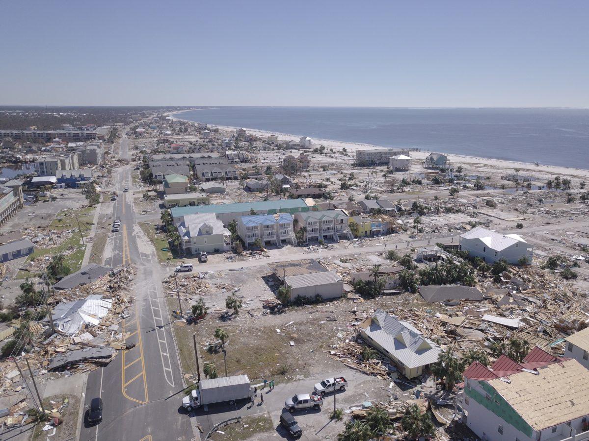 Aerial photo of damaged and destroyed homes after Hurricane Michael smashed into Florida's northwest coast in Mexico Beach, Fla, on Oct. 12, 2018. (Dronebase/Reuters)
