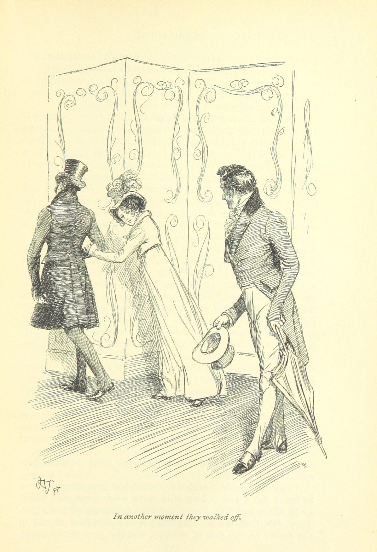 An illustration by Hugh Thomson in the 1897 edition of “Persuasion.” British Library Collections. (Public Domain)