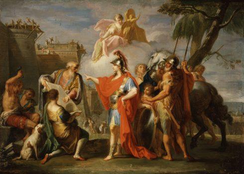 (Left) “Alexander the Great Founding Alexandria,” 1736–1737, by Placido Costanzi. (Public Domain)