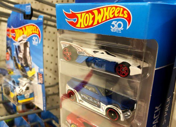 Hot Wheels, made by Mattel, are displayed on a shelf at a Target store on July 25, 2018 in San Rafael, California. (Justin Sullivan/Getty Images)
