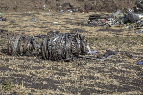 Airplane parts lie on the ground at the scene of an Ethiopian Airlines flight crash near Bishoftu, or Debre Zeit, south of Addis Ababa, Ethiopia, on March 11, 2019. (Mulugeta Ayene/AP Photo)