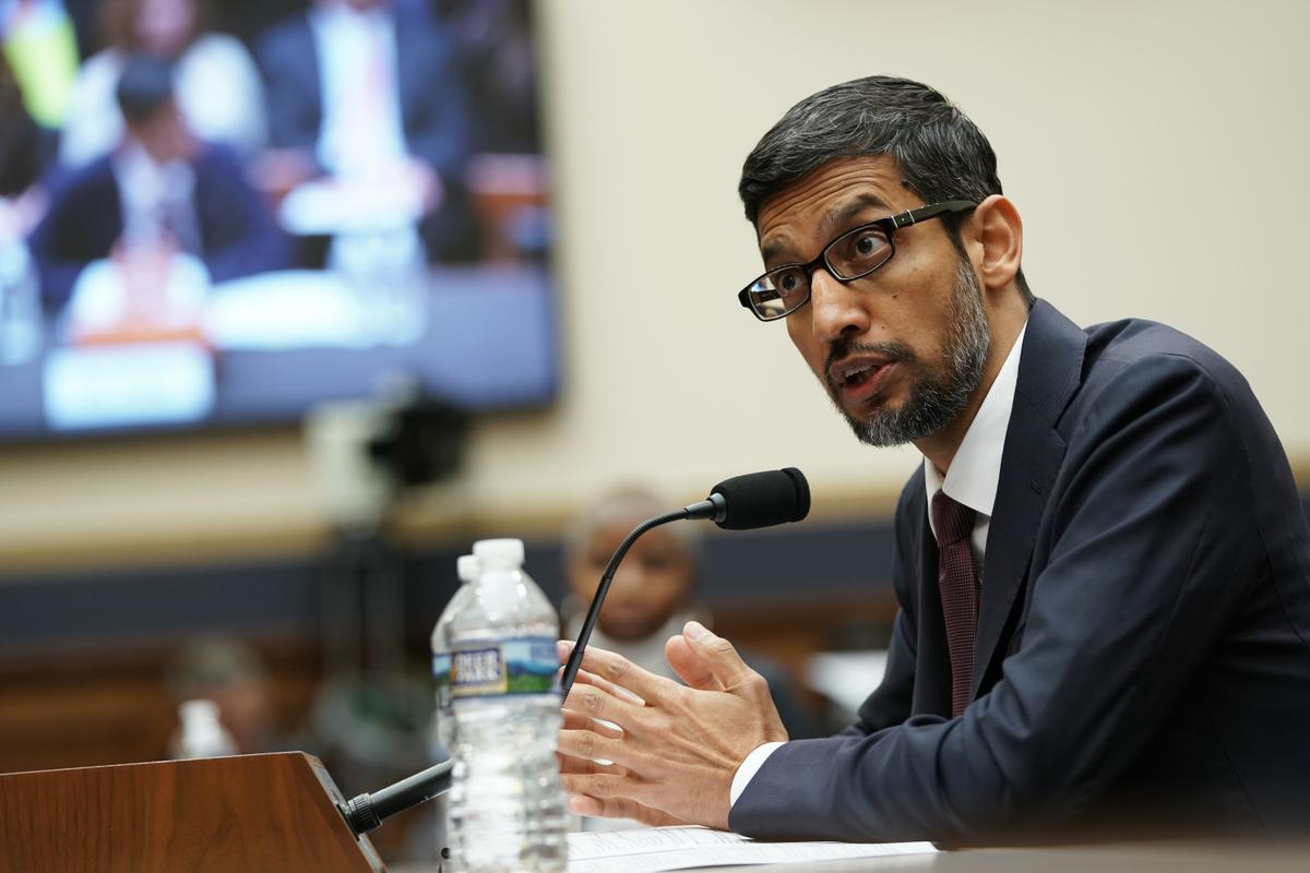 Google CEO Sundar Pichai testifies before the House Judiciary Committee at the Rayburn House Office Building in Washington on Dec. 11, 2018. (Alex Wong/Getty Images)