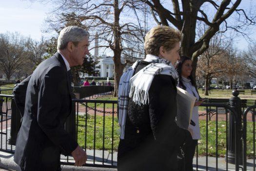 Former special counsel Robert Mueller walks with his wife Ann Mueller after attending church on March 24, 2019, in Washington. (Tasos Katopodis/Getty Images)