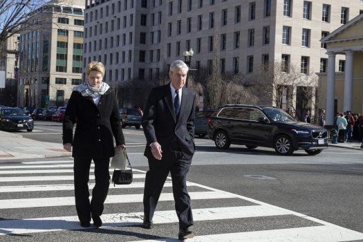 Ann Mueller and former special counsel Robert Mueller walk on March 24, 2019, in Washington. (Tasos Katopodis/Getty Images)