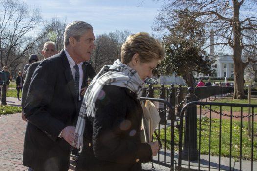 Ann Mueller and former special counsel Robert Mueller walk on March 24, 2019, in Washington. (Tasos Katopodis/Getty Images)