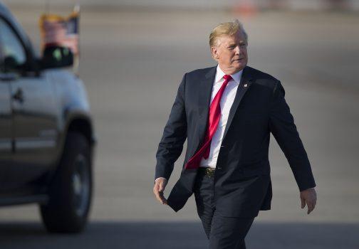 President Donald Trump walks to speak with supporters after arriving on Air Force One at the Palm Beach International Airport to spend Easter weekend at his Mar-a-Lago resort in West Palm Beach, Fla., on April 18, 2019. (Joe Raedle/Getty Images)