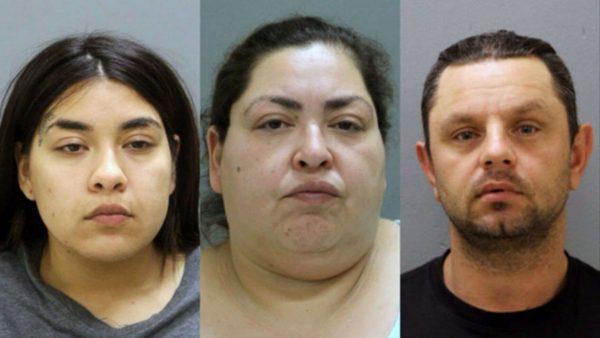 (L-R) Desiree Figueroa, Clarisa Figueroa, and Piotr Bobak. The trio have been arrested and charged, according to an announcement by authorities on May 16, 2019. (Chicago Police Department)
