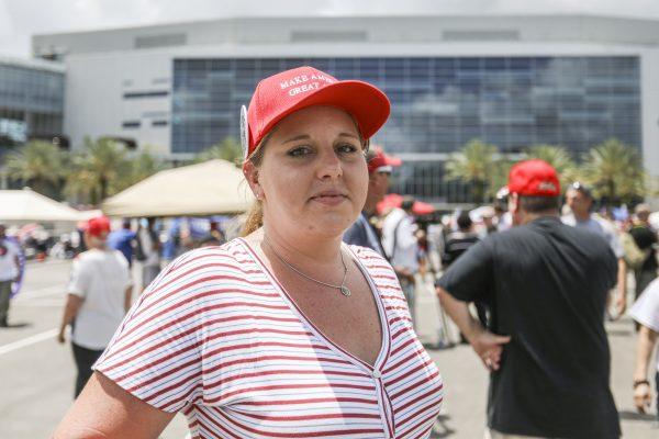 Rachael Hankins outside the Amway Center prior to President Donald Trump’s 2020 re-election event in Orlando, Fla., on June 18, 2019. (Charlotte Cuthbertson/The Epoch Times)