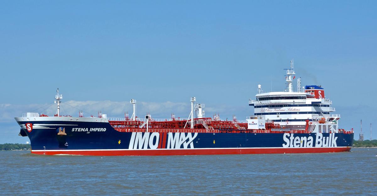 The British oil tanker Stena Imperio at an unknown location on May 5, 2019. (Basil M. Karatzas, Karatzas Images via AP)
