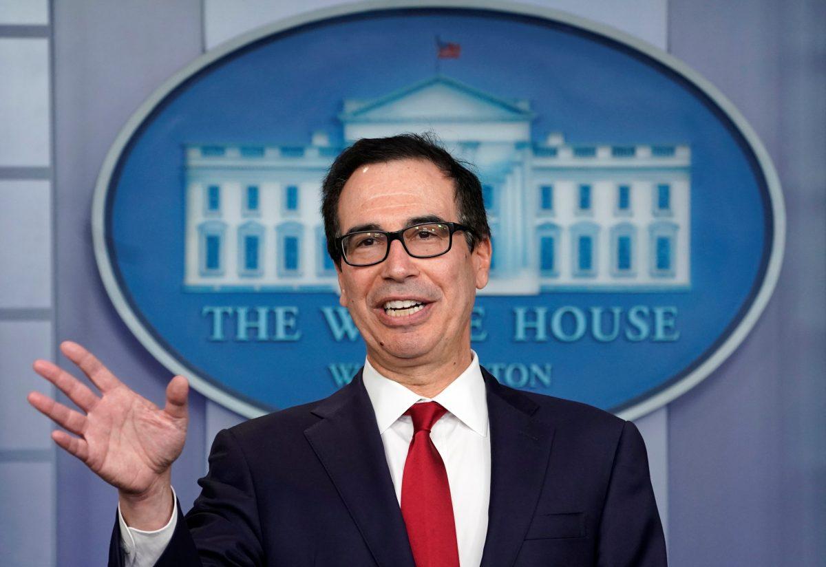 U.S. Treasury Secretary Steven Mnuchin gives a briefing on cryptocurrency at the White House in Washington, D.C. on July 15, 2019. (Kevin Lamarque/Reuters)