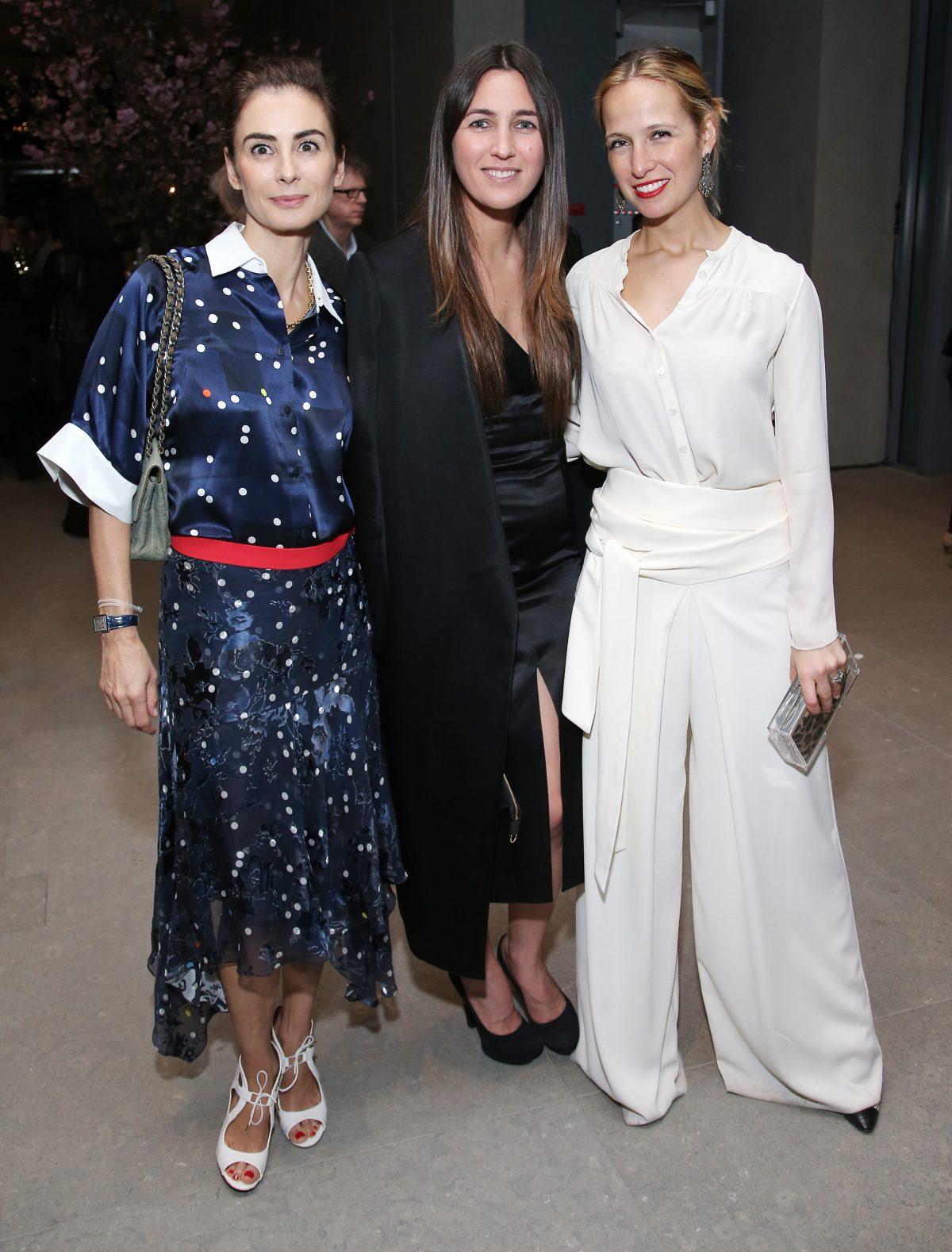 (L-R) Design director for Tiffany & Co. Francesca Amfitheatrof, Katherine Keating, and designer Misha Nonoo attend the opening of The Whitney Museum Of American Art at its new location in New York City on April 24, 2015. (Photo by Neilson Barnard/Getty Images for Max Mara)