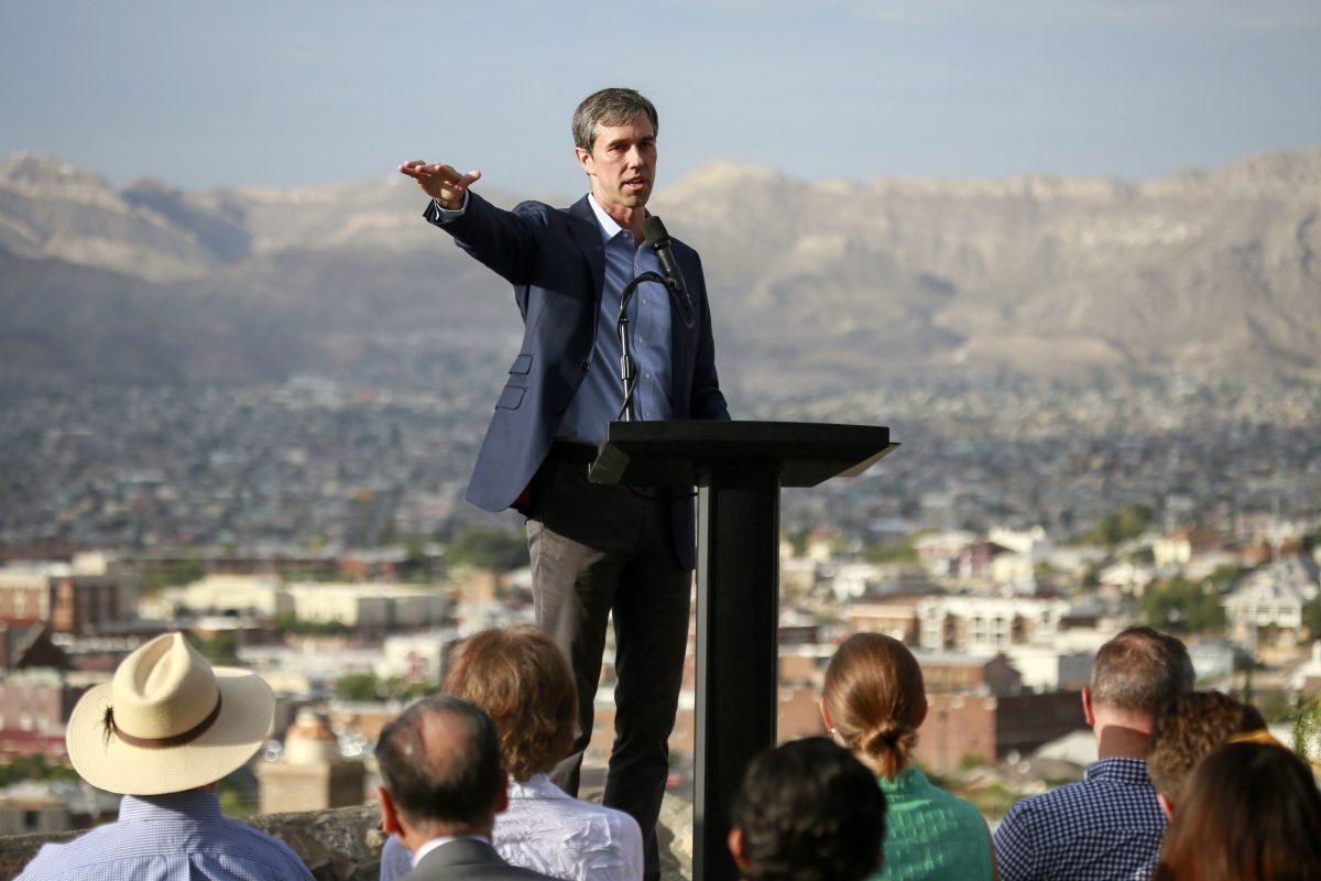 Democratic presidential candidate and former Texas Rep. Beto O'Rourke speaks to a crowd in El Paso, Texas, on Aug. 15, 2019. (Sandy Huffaker/Getty Images)