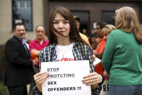 Local resident Kathryn Ader attends a rally against sanctuary policies that shield illegal aliens from federal authorities, in Montgomery County, Md., on Sept. 13, 2019. (Charlotte Cuthbertson/The Epoch Times)