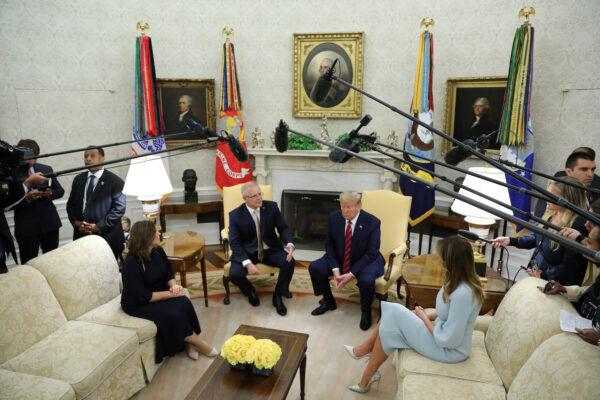 President Donald Trump and first lady Melania Trump meet with Australia’s Prime Minister Scott Morrison and his wife Jenny Morrison in the Oval Office of the White House on Sept. 20, 2019. (REUTERS/Jonathan Ernst)
