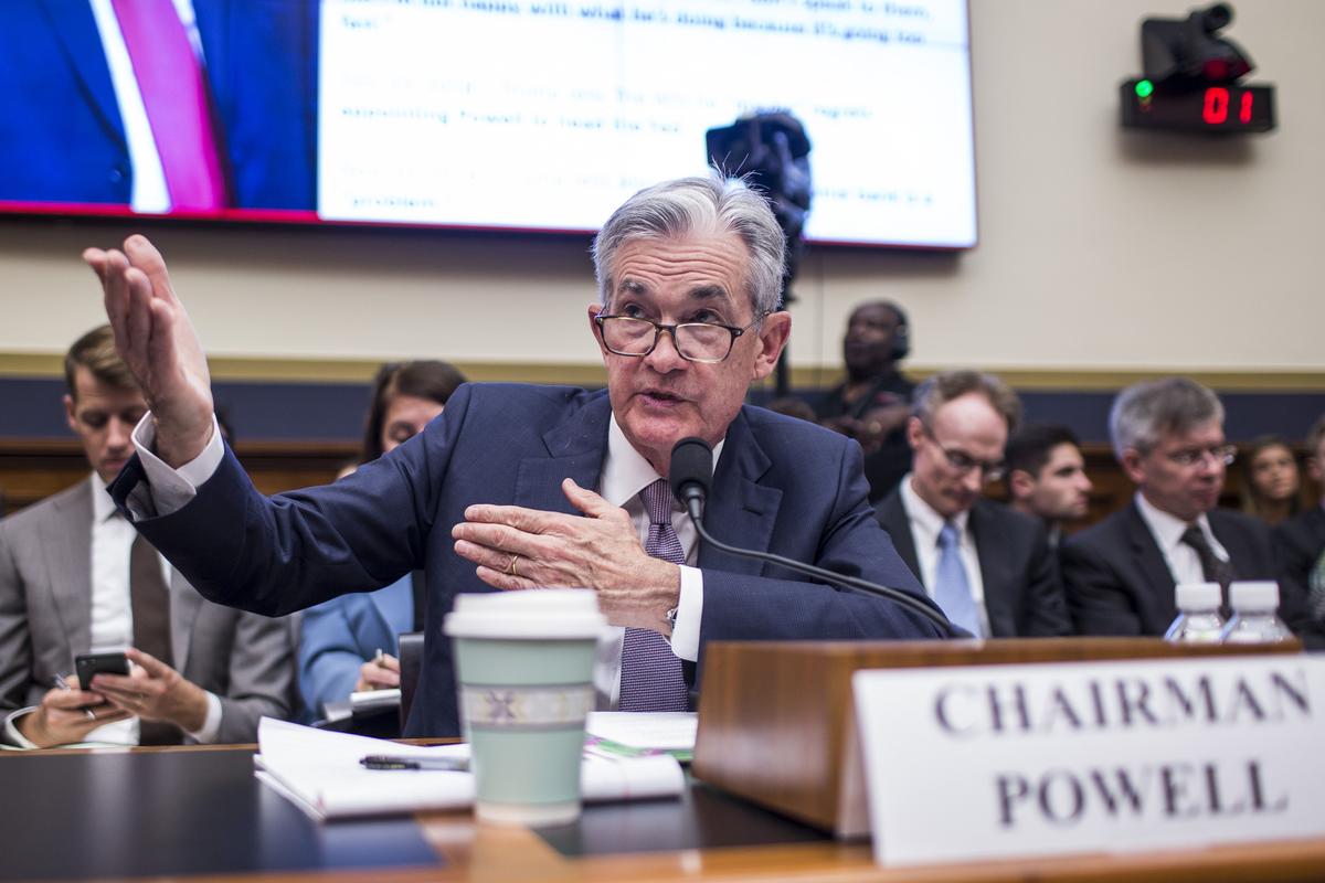 Federal Reserve Chairman Jerome Powell testifies during a House Financial Services Committee hearing on Capitol Hill on July 10, 2019. (Zach Gibson/Getty Images)