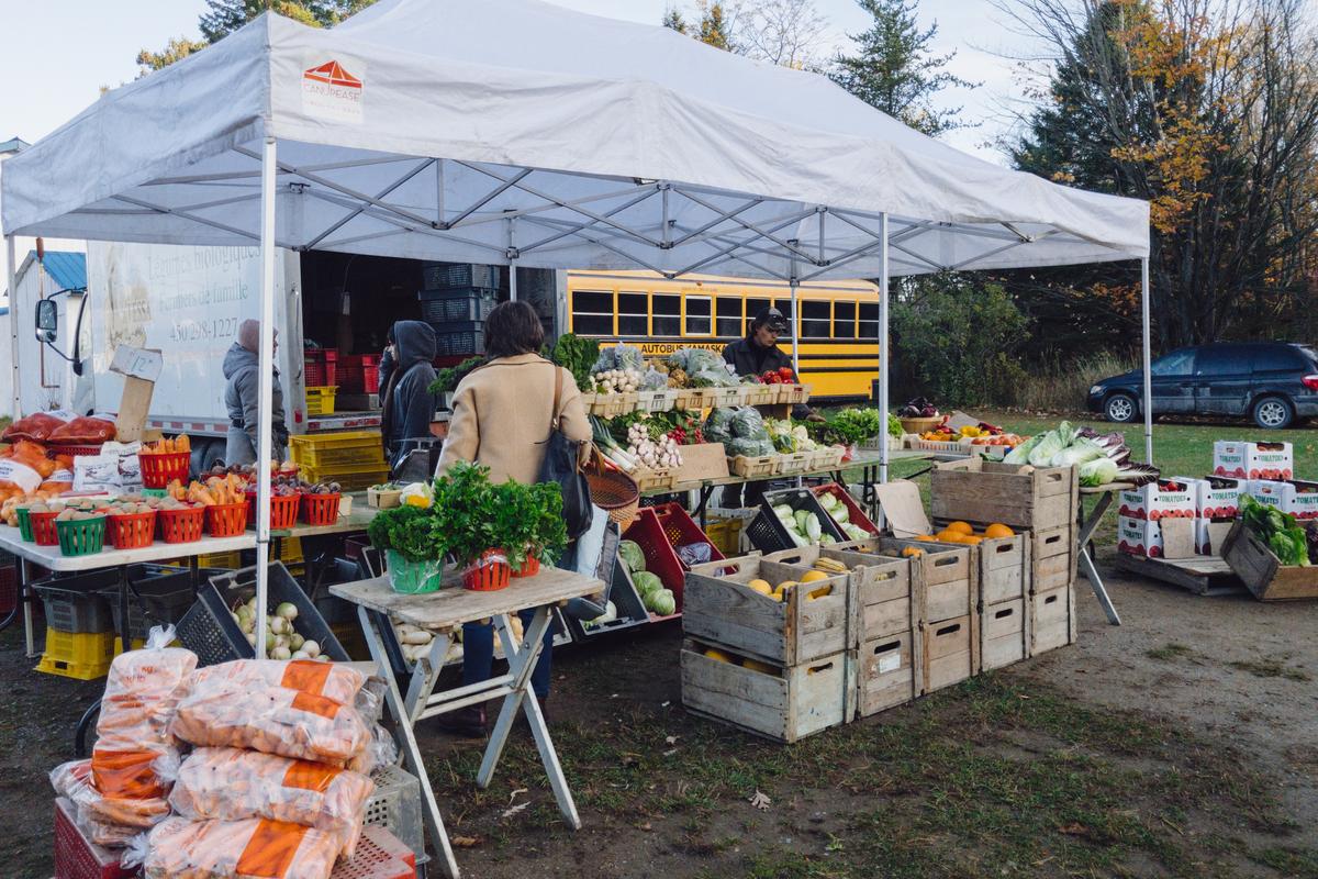 Late-fall farmers market in Sutton, a charming village in Quebec's Eastern Townships. (Dennis Lennox)