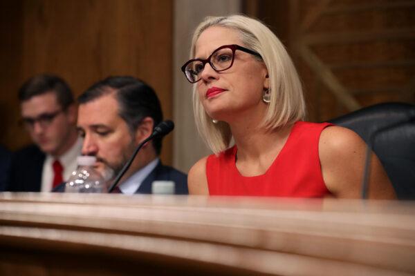 Sen. Kyrsten Sinema during a hearing in the Dirksen Senate Office Building on Capitol Hill in Washington on May 14, 2019. (Chip Somodevilla/Getty Images)