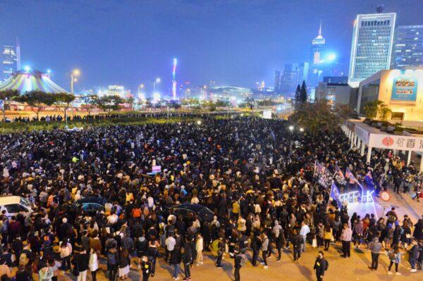 Protesters gather for a rally at Edinburgh Place in Hong Kong, on Dec. 12, 2019. (Sung Pi-lung/The Epoch Times)