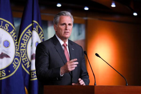 House Minority Leader Kevin McCarthy (R-Calif.) at a press conference in the Capitol in Washington on Jan. 9, 2020. (Charlotte Cuthbertson/The Epoch Times)