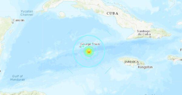 Wednesday's quake about 40 miles southeast of the Cayman Islands. (USGS)