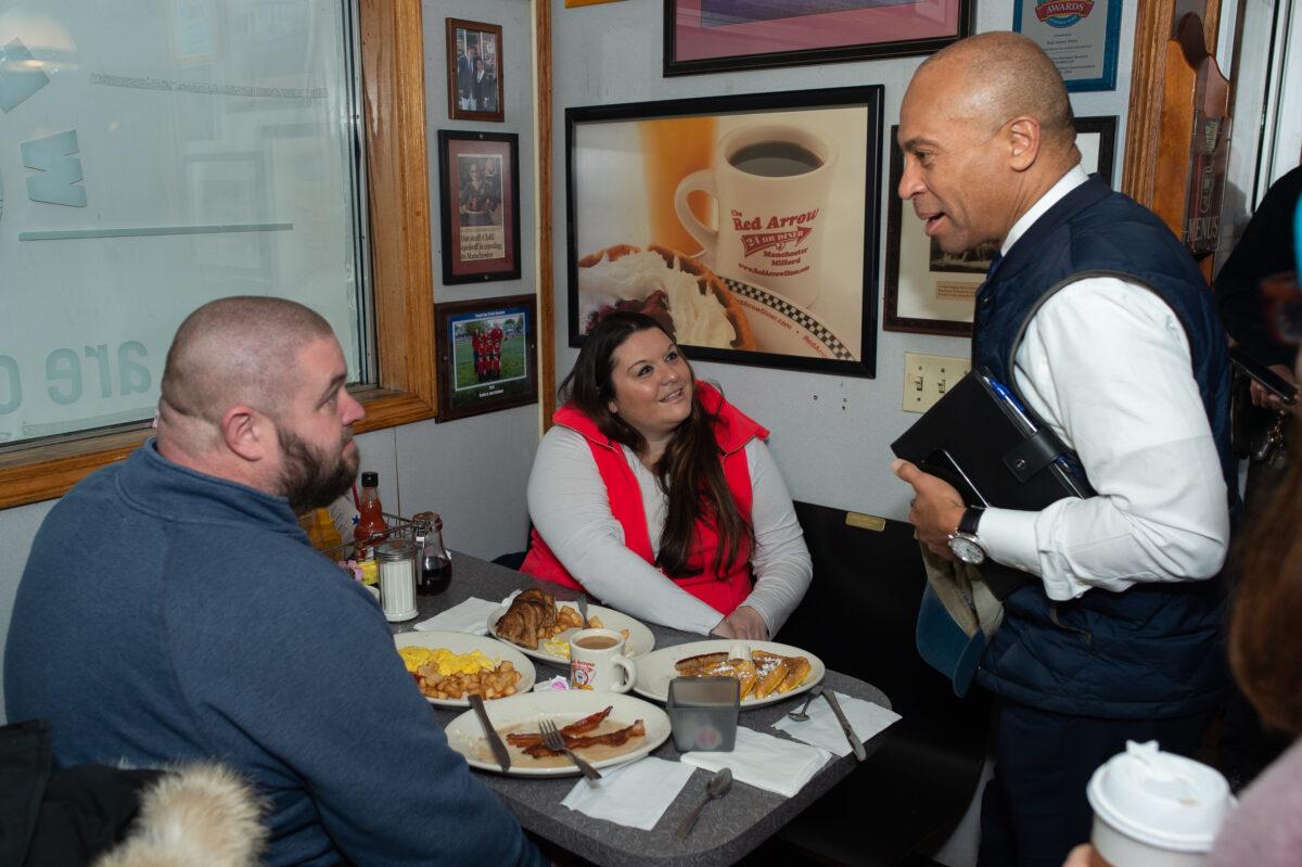 Former Governor of Massachusetts Deval Patrick attends the SiriusXM Broadcast of the 2020 New Hampshire Democratic Primary in Manchester, New Hampshire, on Feb. 10, 2020. (Mark Sagliocco/Getty Images for SiruisXM)