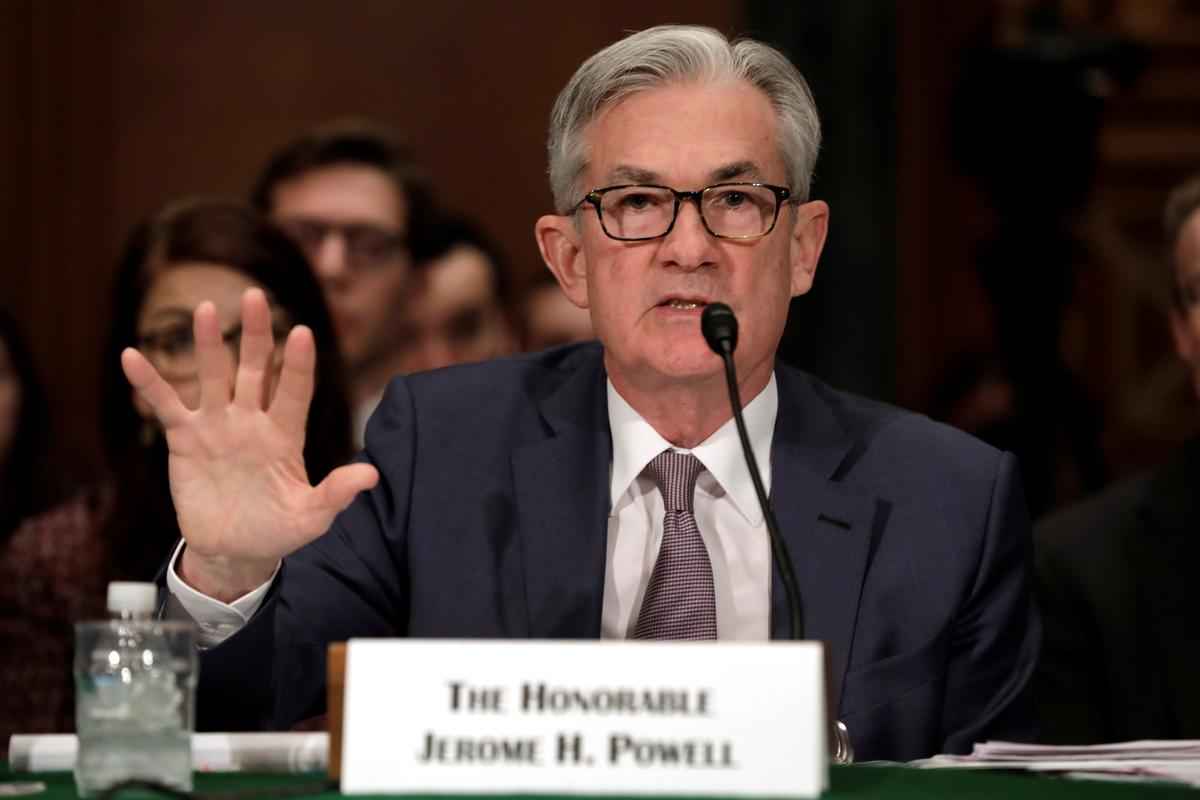 Federal Reserve Board Chairman Jerome Powell testifies before the Senate Banking Committee in a hearing on the semi-annual monetary policy report to Congress on Capitol Hill in Washington on Feb. 12, 2020. (Reuters/Yuri Gripas)