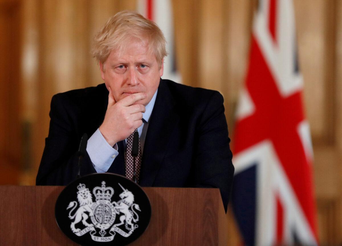 British Prime Minister Boris Johnson speaks during a news conference on COVID-19 in London on March 3, 2020. (Frank Augstein/Pool via Reuters)