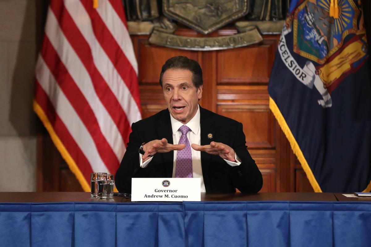 New York Governor Andrew Cuomo speaks during his daily news conference amid the coronavirus outbreak in New York City on March 20, 2020. (Bennett Raglin/Getty Images)