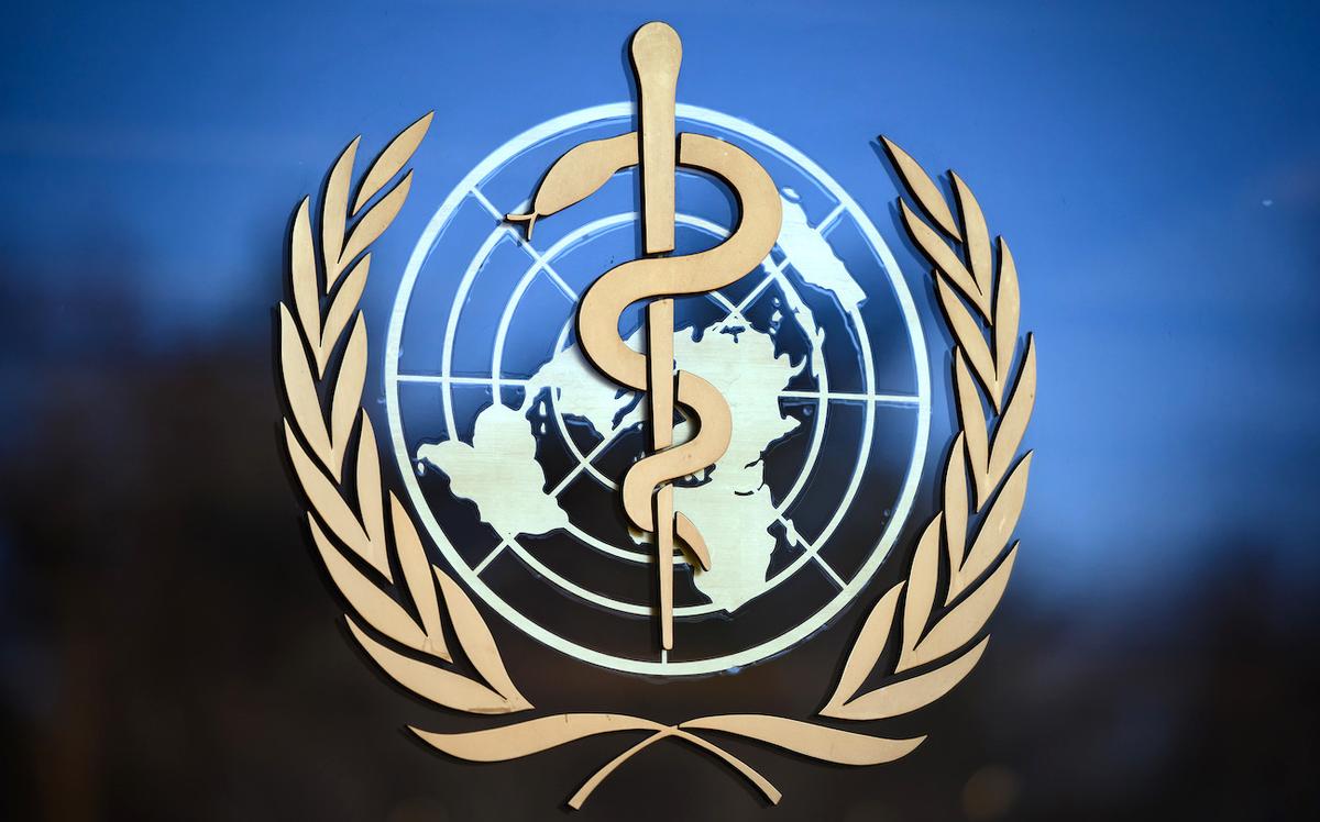 The Logo of the World Health Organization (WHO) at their headquarters in Geneva, Switzerland, on Feb. 24, 2020. (Fabrice Coffrini/AFP via Getty Images)