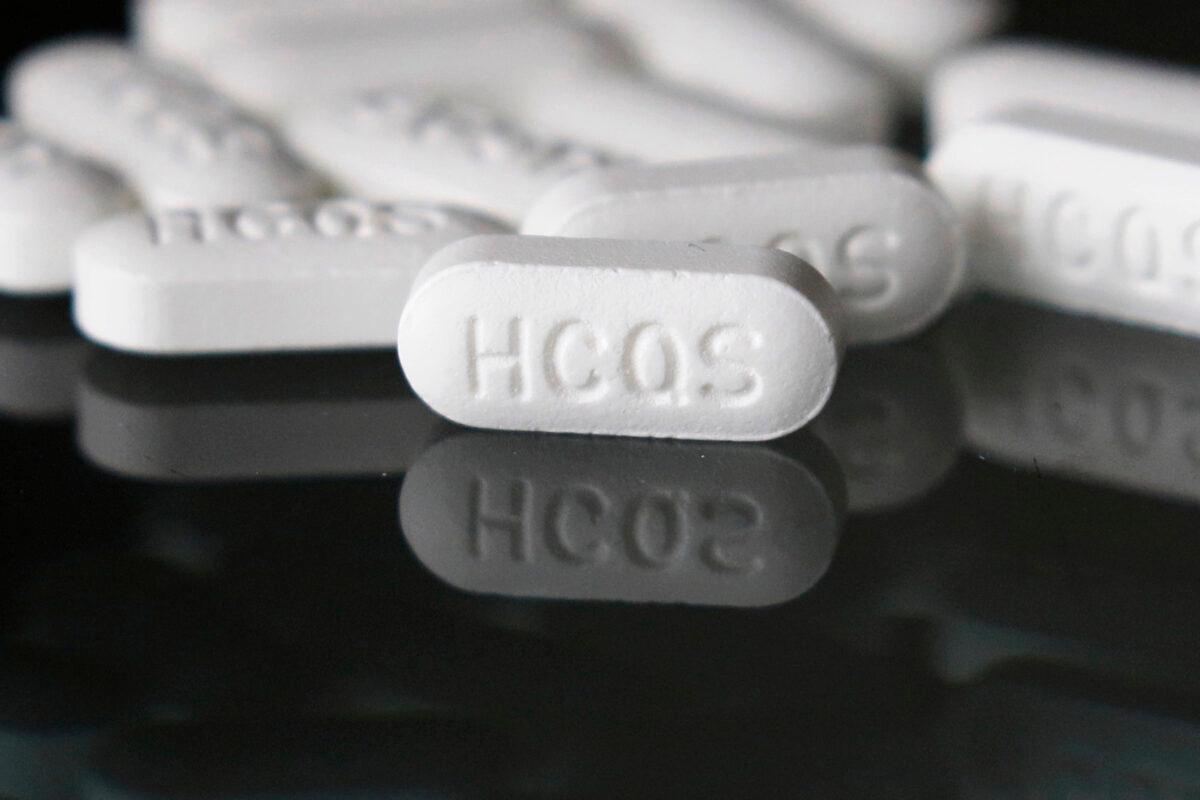 An arrangement of hydroxychloroquine pills is seen in Las Vegas, Nev., on April 6, 2020. (John Locher/AP Photo)