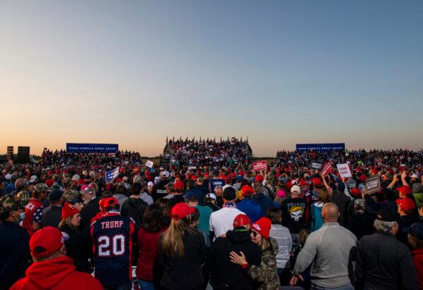 President Donald Trump speaks to supporters during a rally at the Bemidji Regional Airport in Bemidji, Minnesota, on Sept. 18, 2020. (Stephen Maturen/Getty Images)
