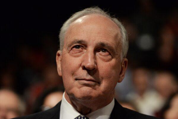 Former prime minister Paul Keating waits for Leader of the Opposition Bill Shorten at the Labor campaign launch at the Joan Sutherland Performing Arts Centre as part of the 2016 election campaign in Sydney, Australia, on June 19, 2016. (Mick Tsikas-Pool/Getty Images)