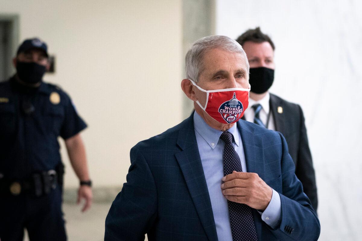 Anthony Fauci, director of the National Institute of Allergy and Infectious Diseases, arrives in the Rayburn House Office building for a hearing in Washington on July 31, 2020. (Drew Angerer/Getty Images)