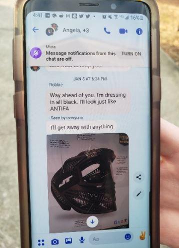 A picture of a text message thread on a cellphone shows messages sent by William Robert Norwood, according to the FBI. (FBI)