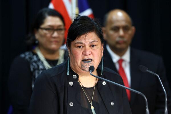 Minister of Foreign Affairs Nanaia Mahuta speaks during a Labour press conference at Parliament in Wellington, New Zealand, on Nov. 2, 2020. (Hagen Hopkins/Getty Images)