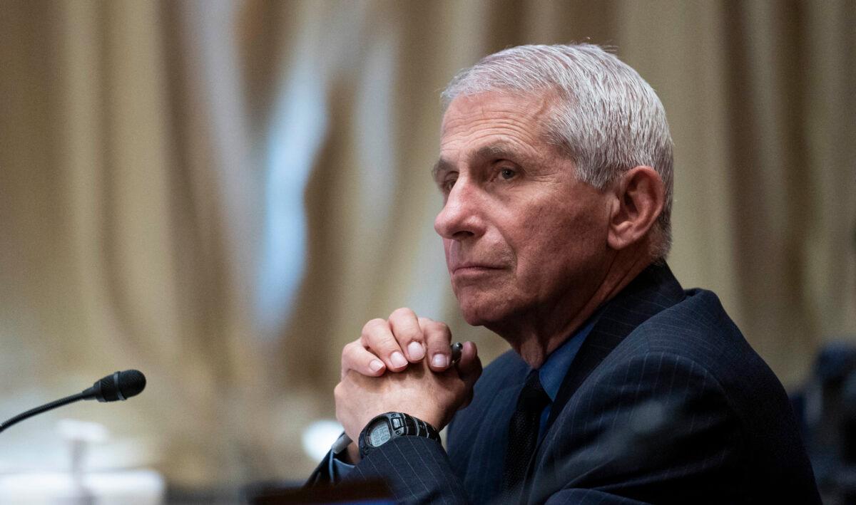 Anthony Fauci, director of the National Institute of Allergy and Infectious Diseases, on Capitol Hill in Washington on May 26, 2021. (Sarah Silbiger-Pool/Getty Images)