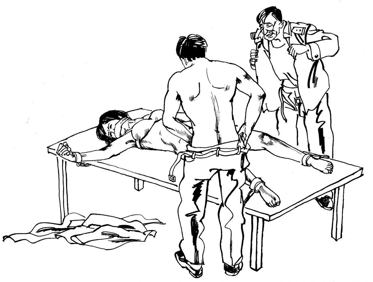 An illustration of gang rape and sexual torture of people of faith. (<a href="https://en.minghui.org/">Minghui.org</a>)