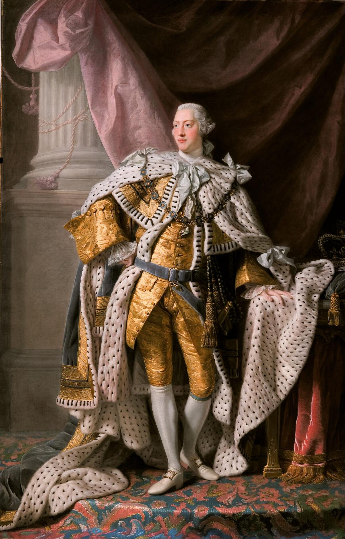 King George III in coronation robes, 1765, by Allan Ramsay. (Public Domain)
