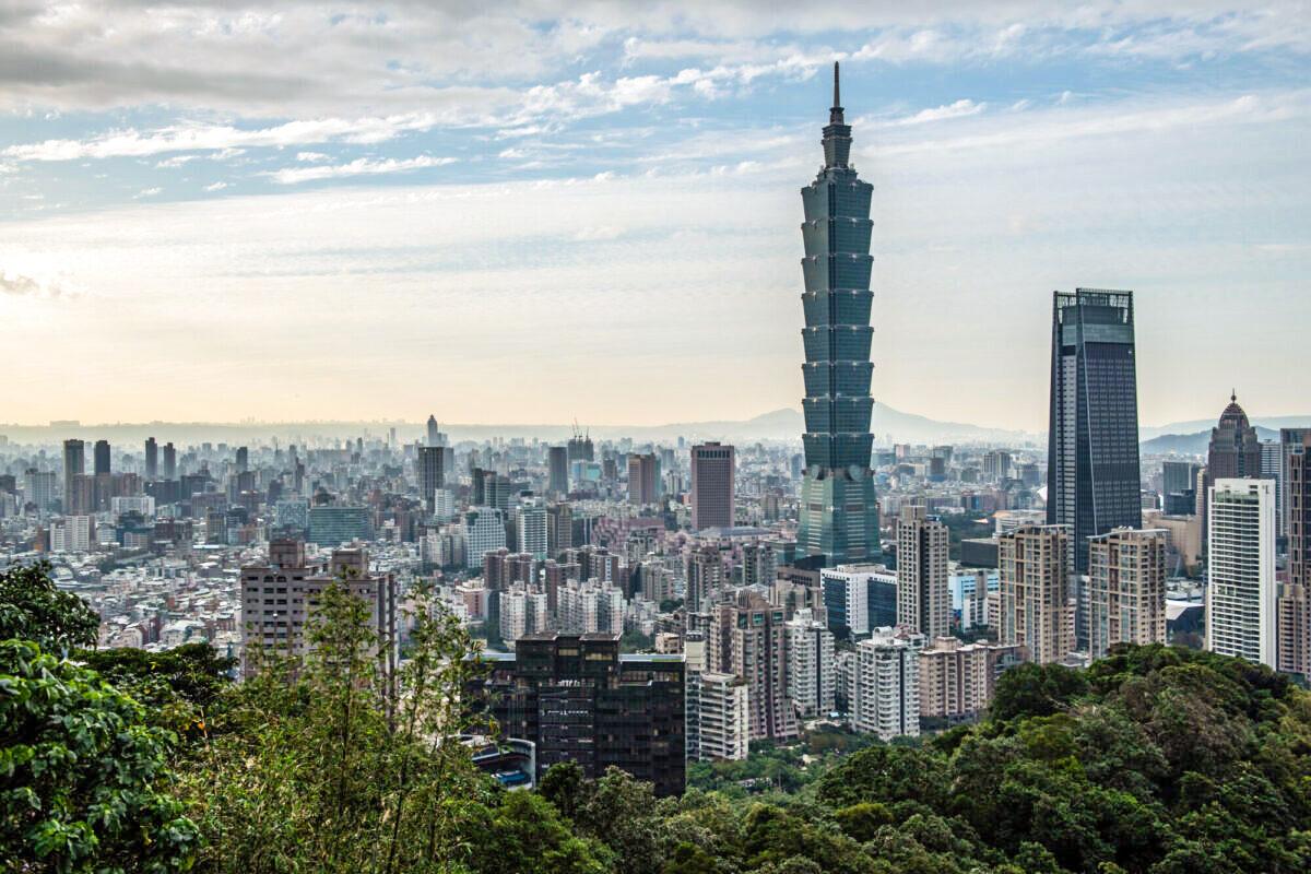 The Taipei 101 tower, once the world's tallest building, and the Taipei skyline are pictured from the top of Elephant Mountain in Taipei, Taiwan, on Jan. 7, 2020. (Carl Court/Getty Images)
